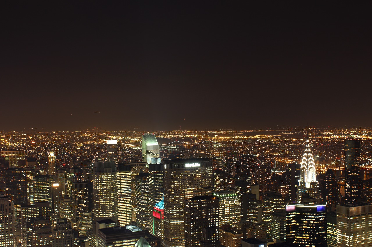 new york skyline night free photo