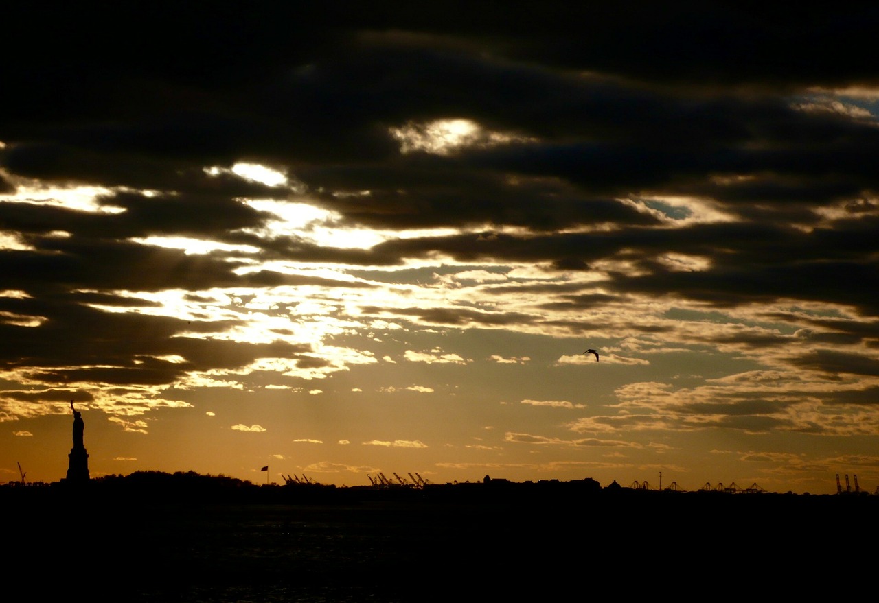 new york statue of liberty skyline free photo