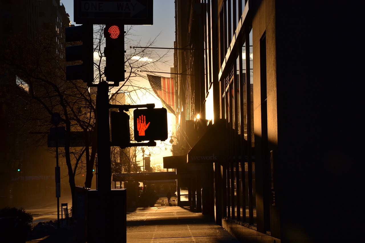 new york sunset light traffik free photo