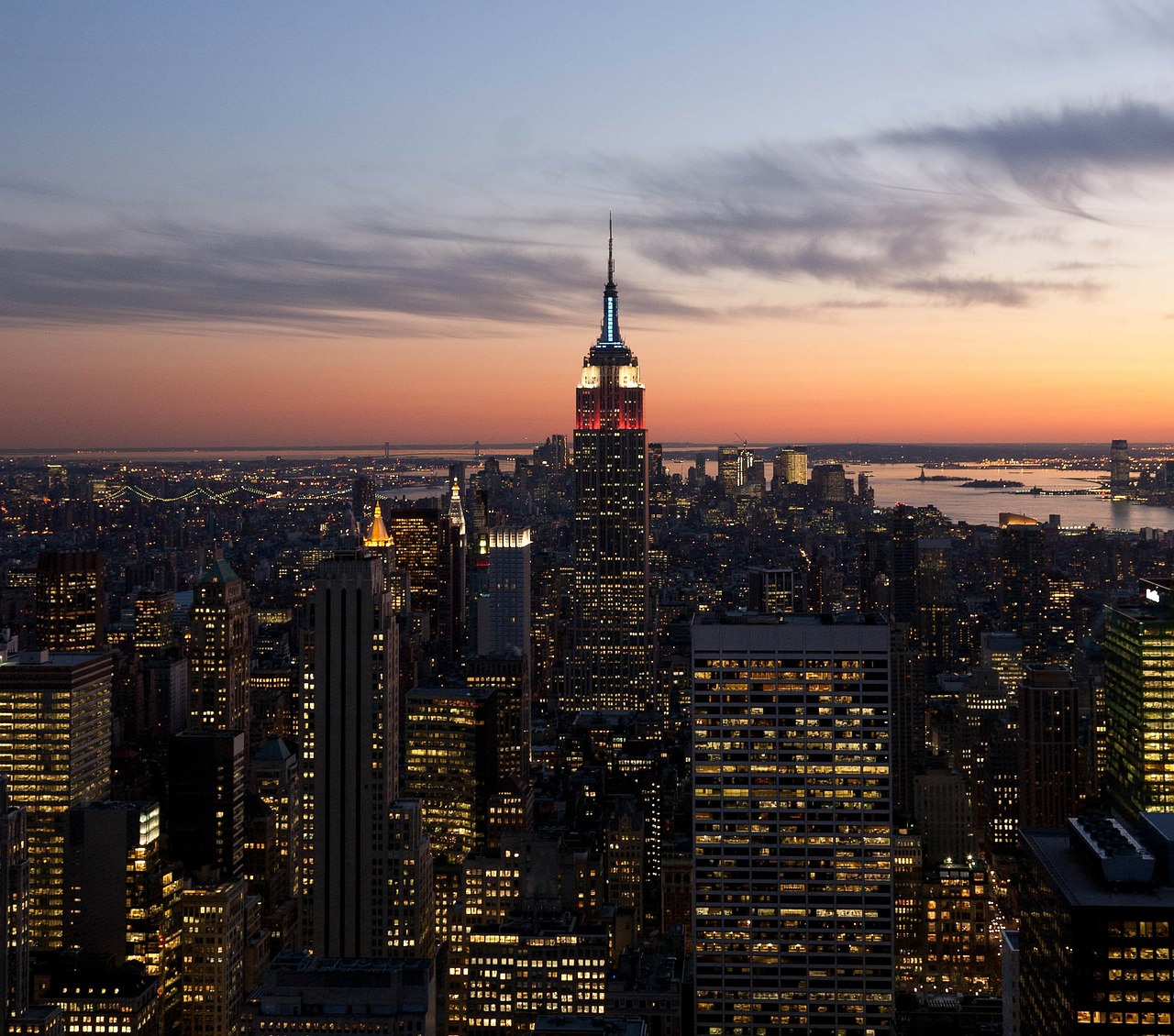 new york city night evening free photo