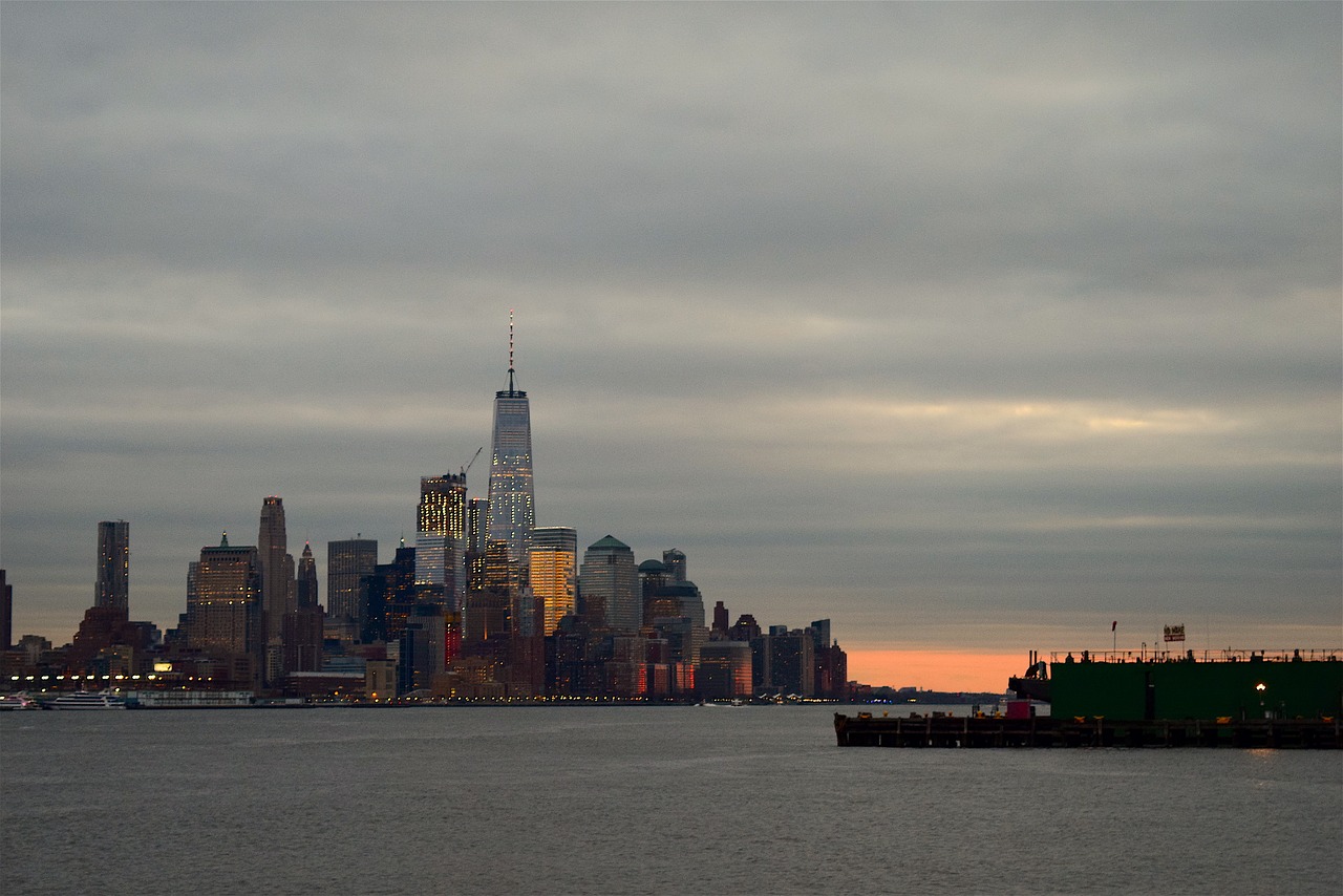 new york city skyline twilight free photo
