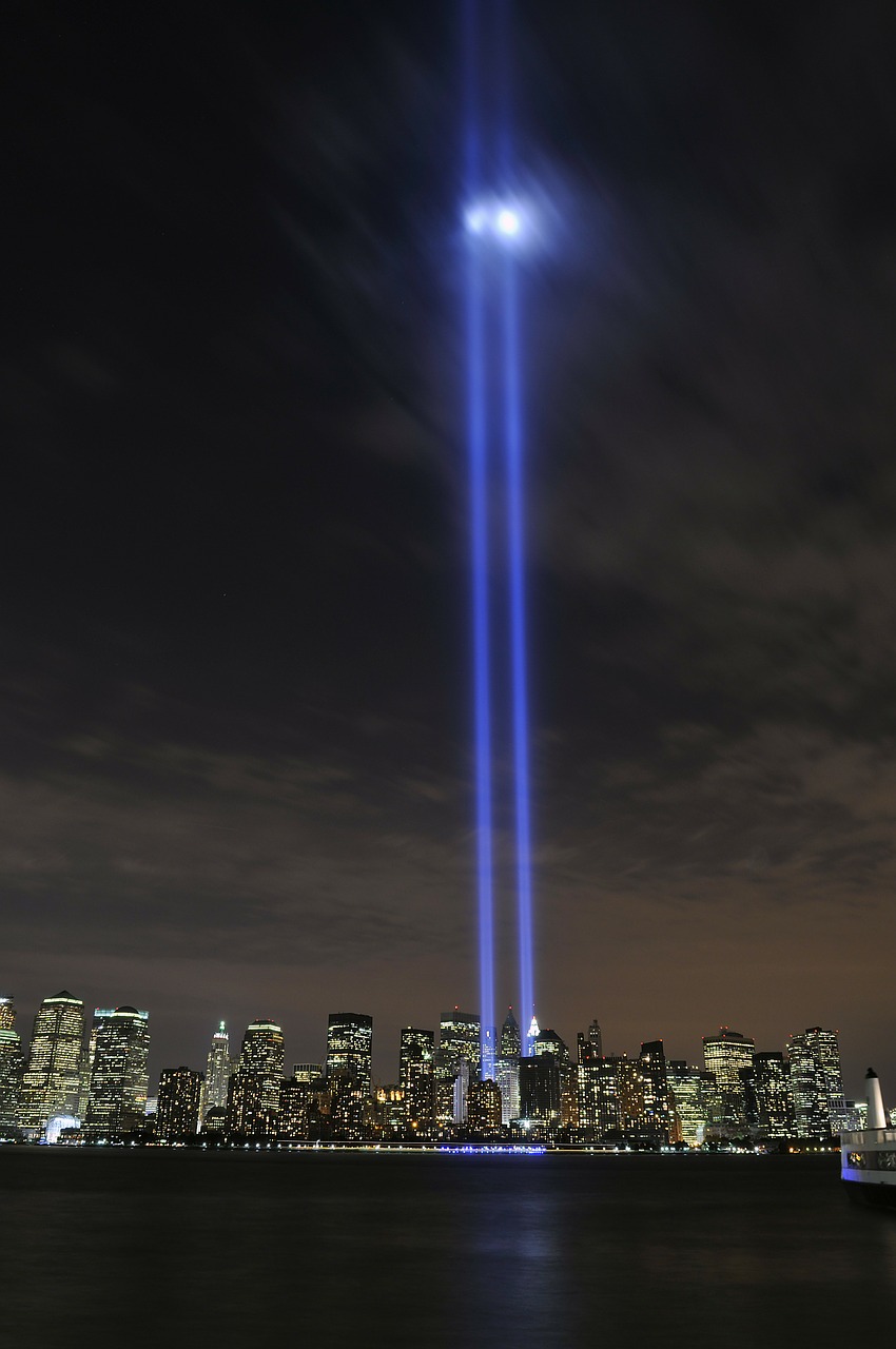 new york city tribute in lights sky free photo