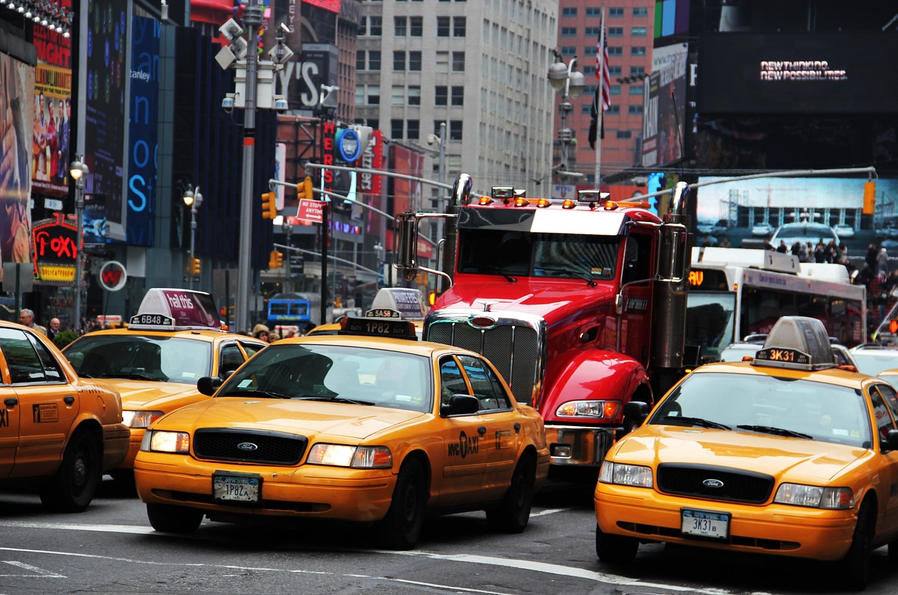 new york times square yellow cabs broadway free photo