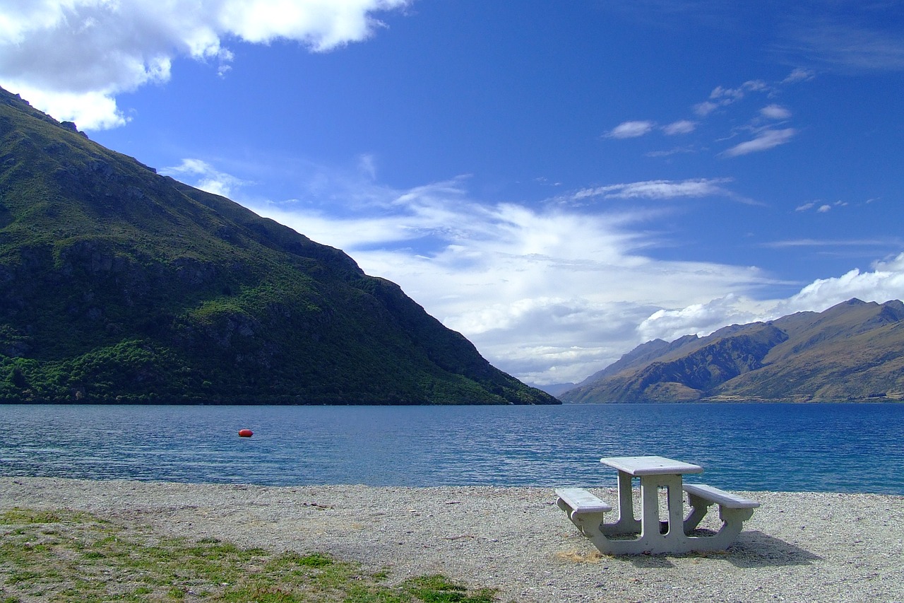 new zealand lake seating free photo