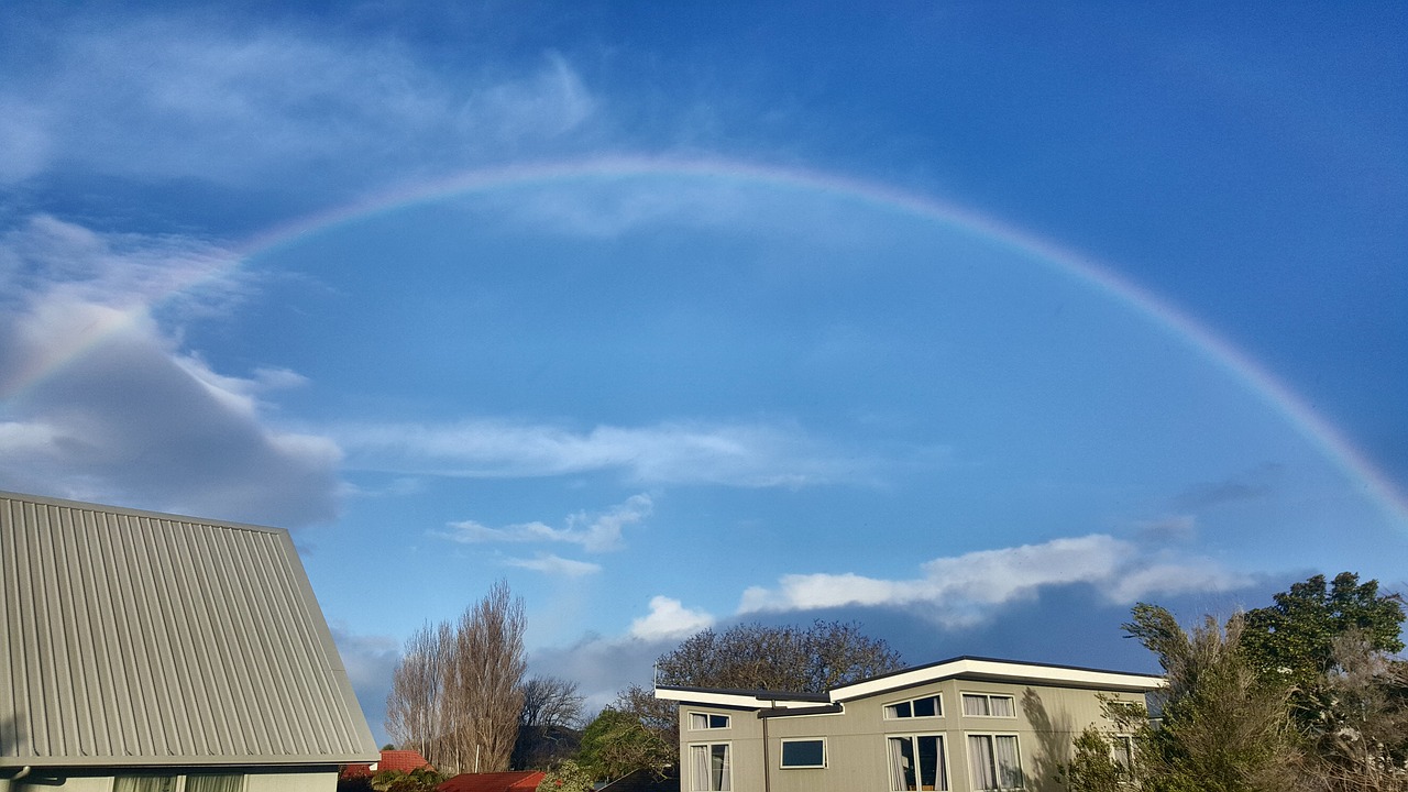 new zealand rainbow buildings free photo