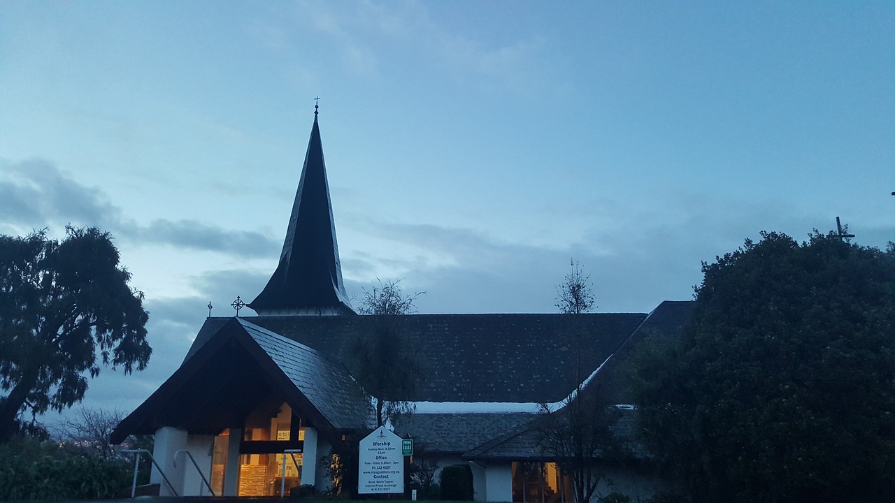 new zealand anglican church evening free photo