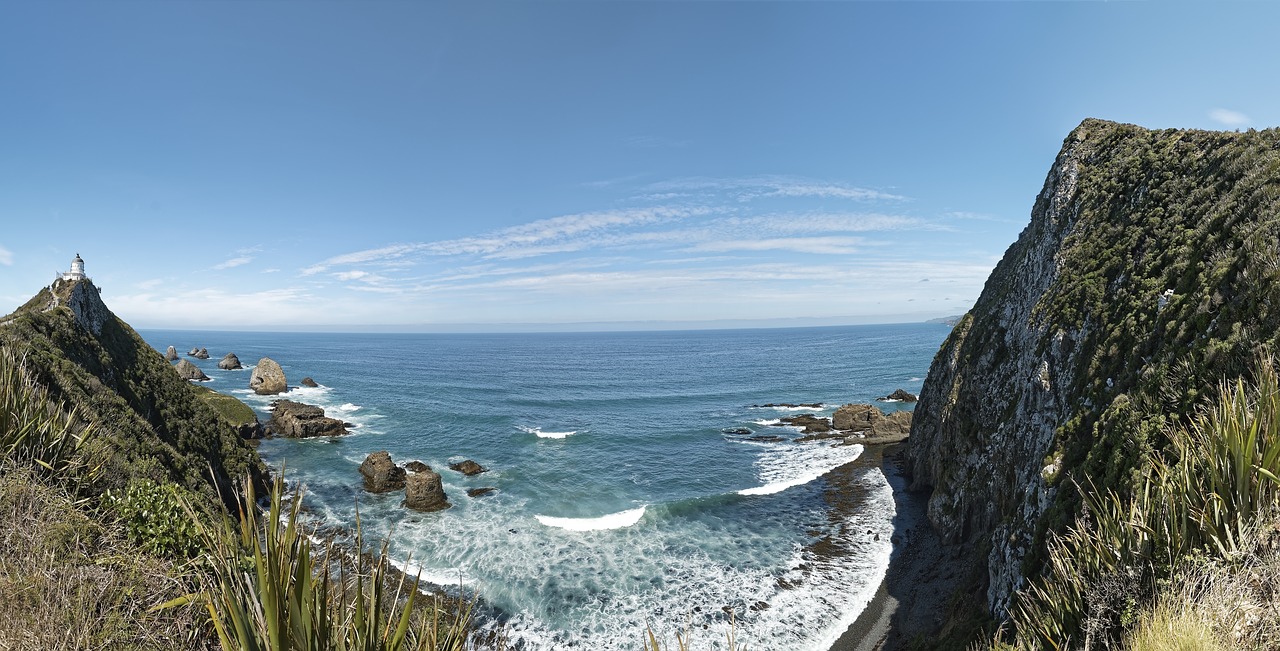 new zealand  nugget point lighthouse  south island free photo