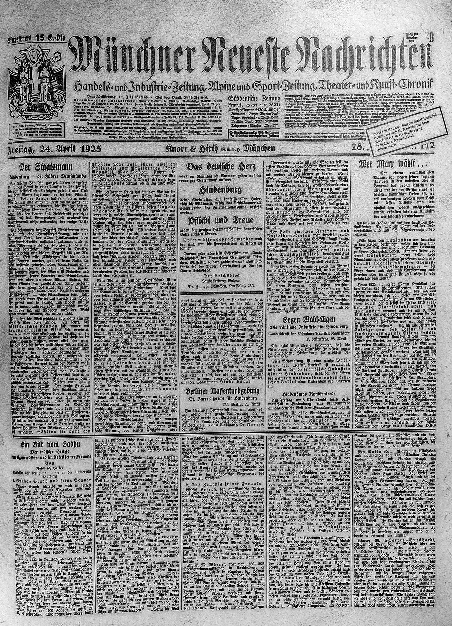 newspaper old 1925 free photo