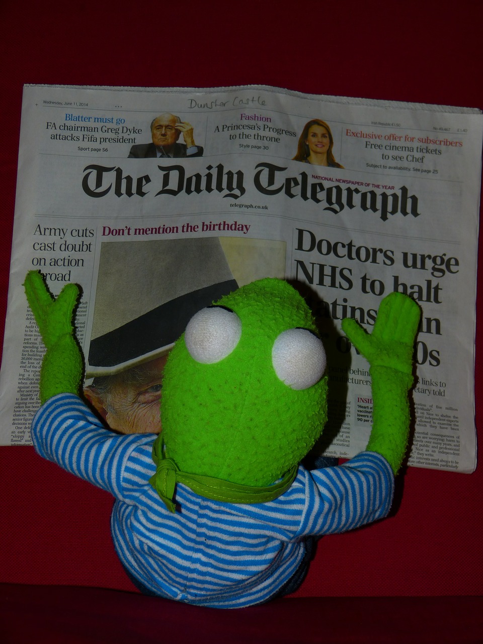 newspaper kermit frog free photo