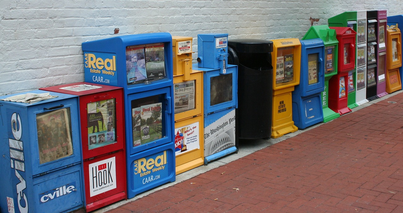 newspapers pamphlets vending machines free photo