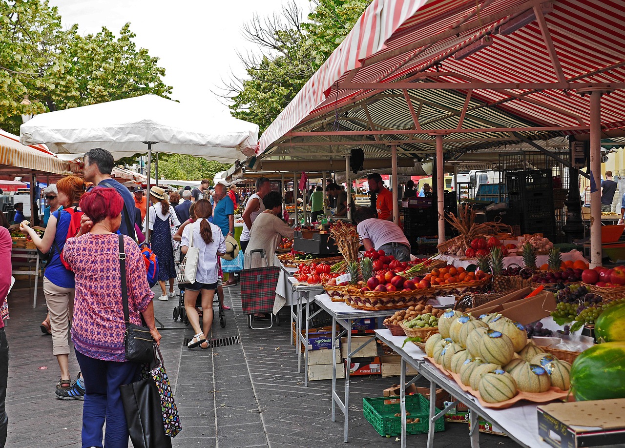 nice flower market stands free photo