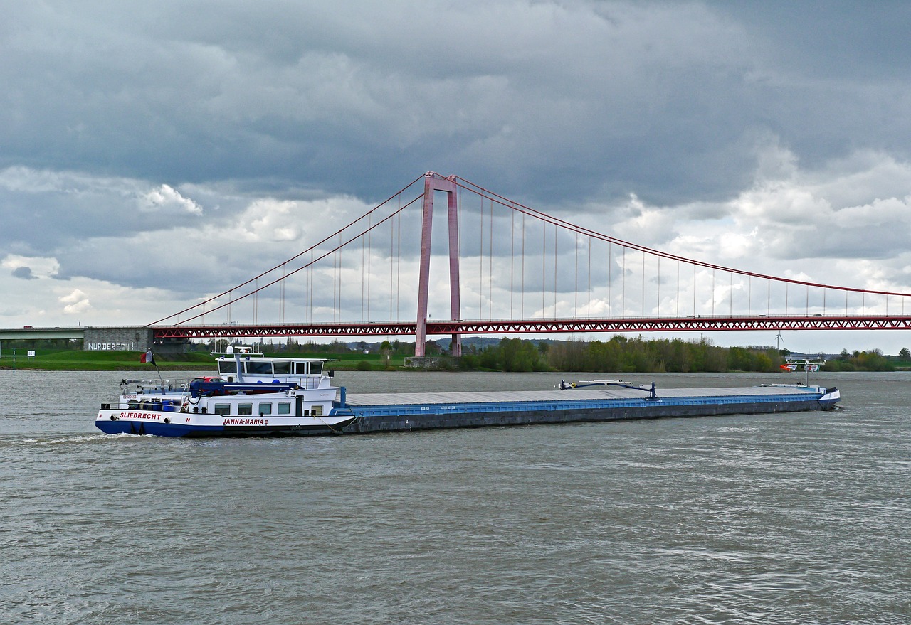 niederrhein shipping suspension bridge free photo