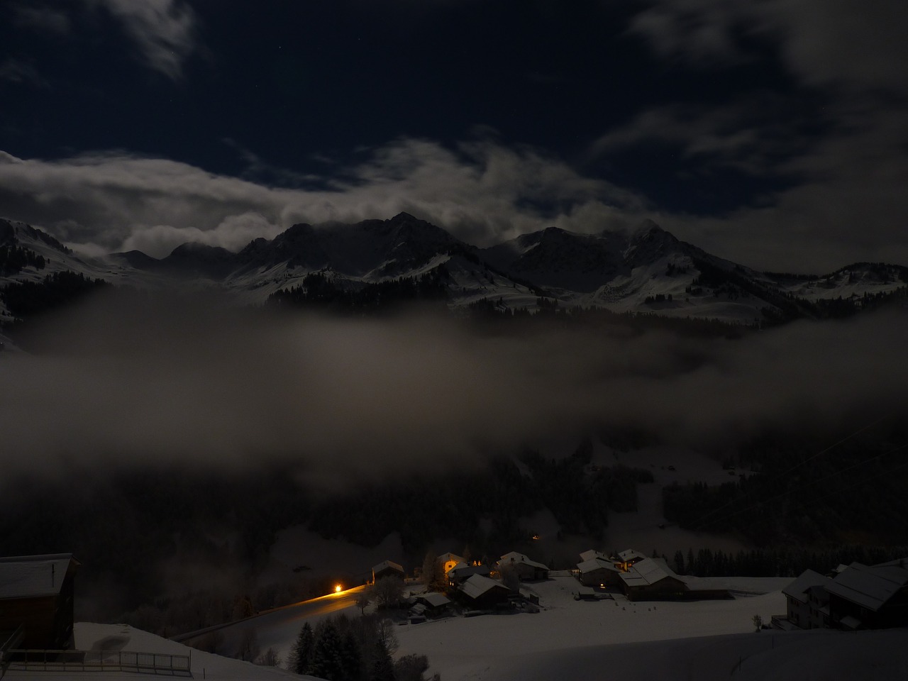 night landscape mountains free photo