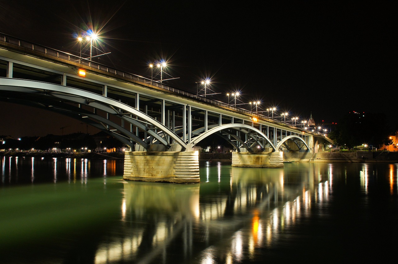 night bridge river free photo