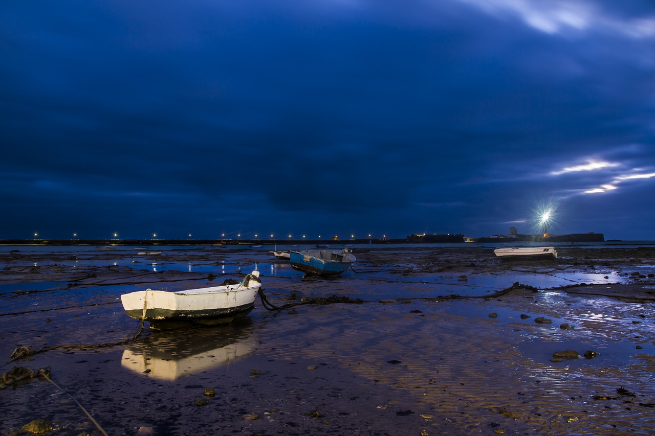 night beach cadiz free photo