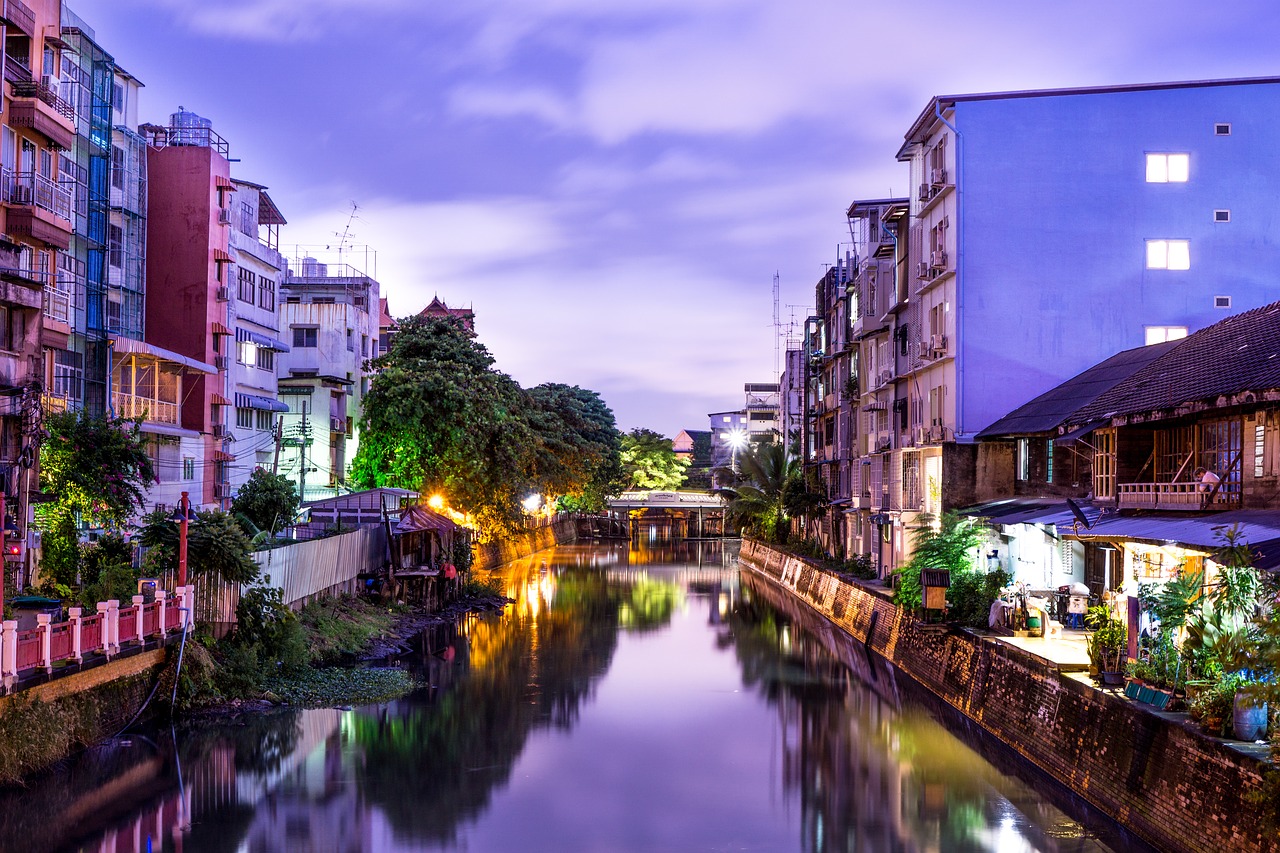 night evening river free photo