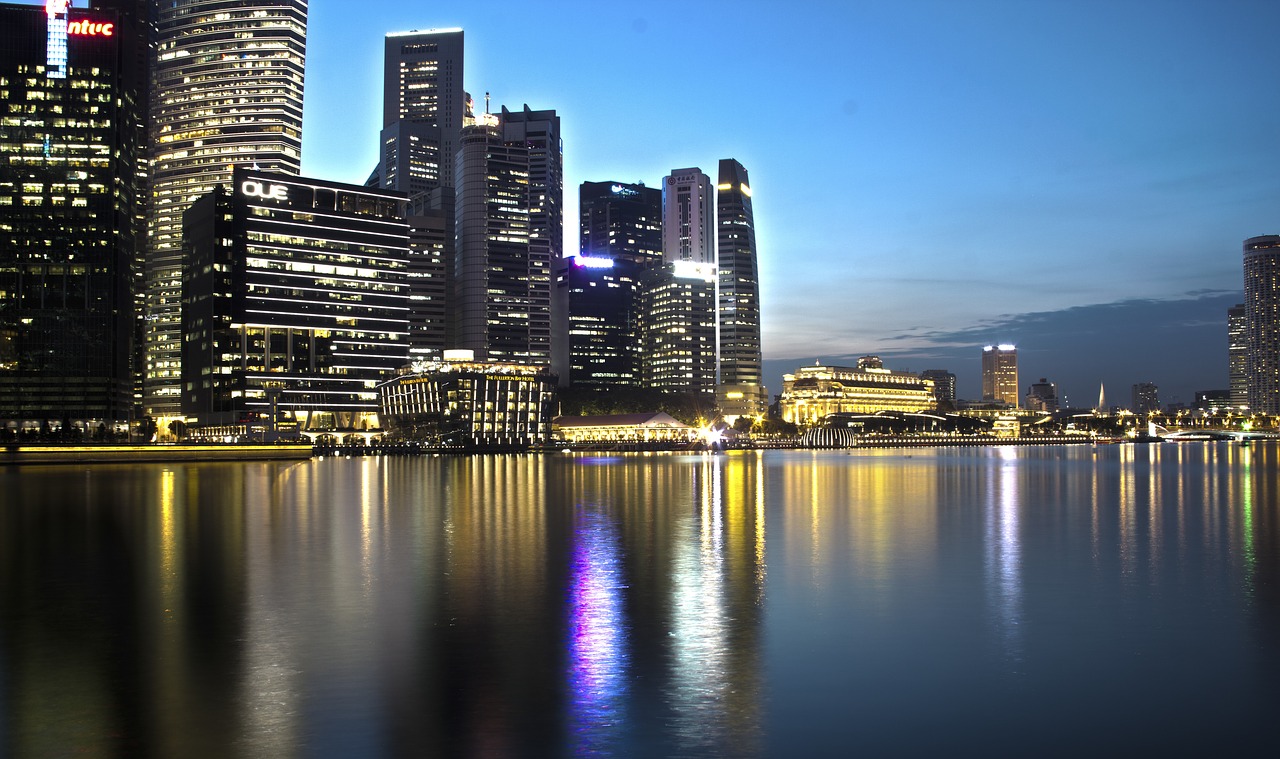 night singapore cityscape free photo