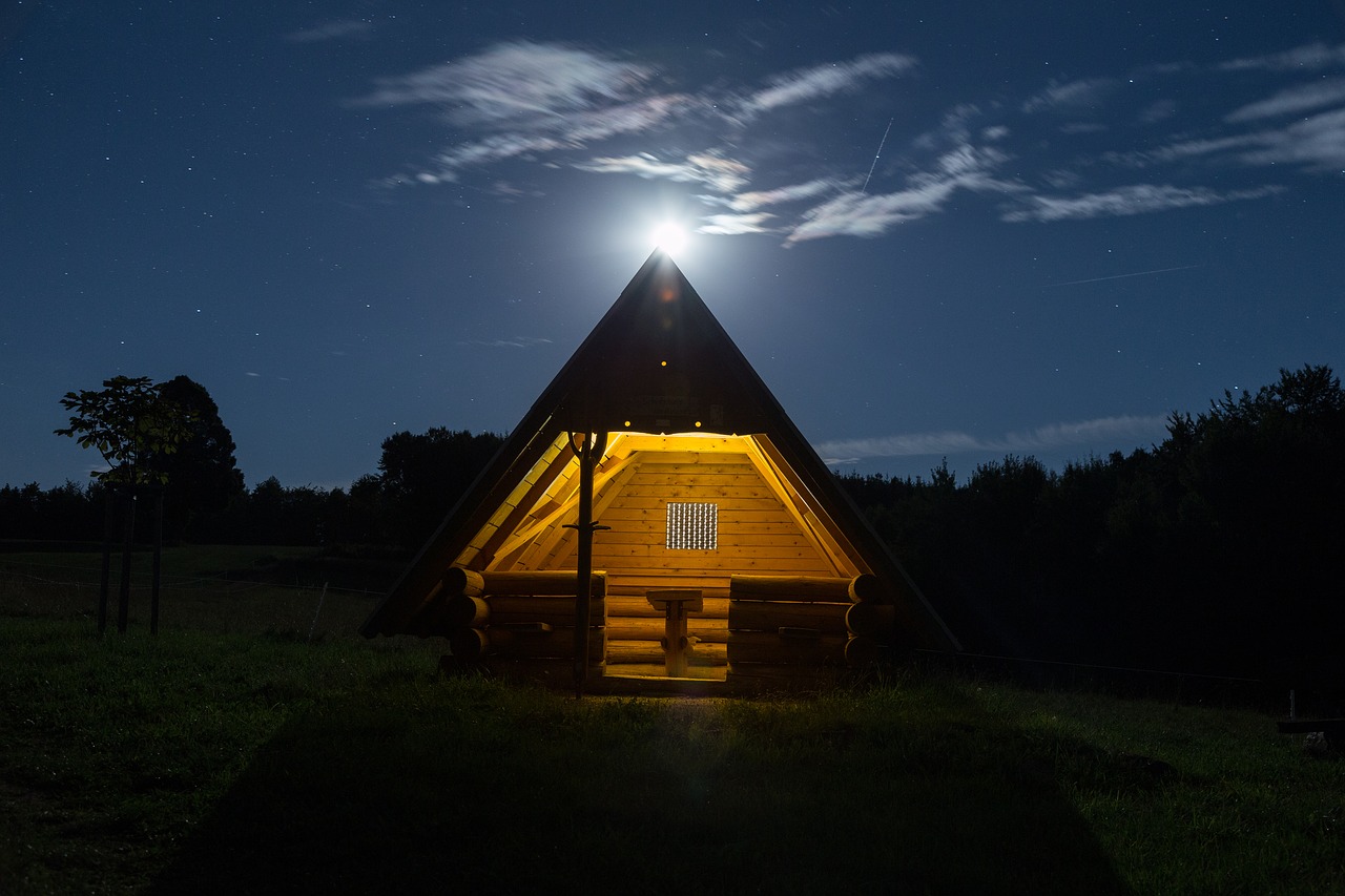 night moon hut free photo