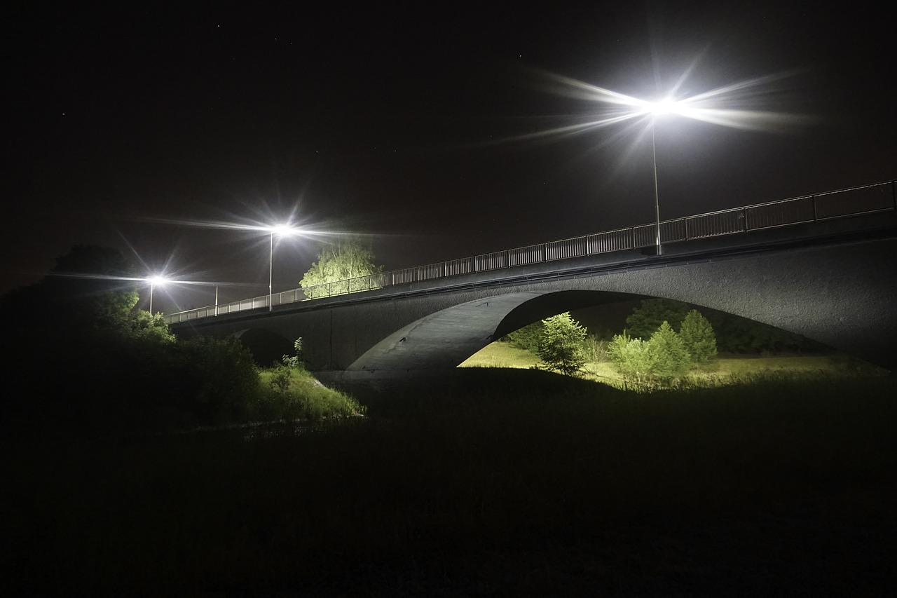 night bridge light free photo