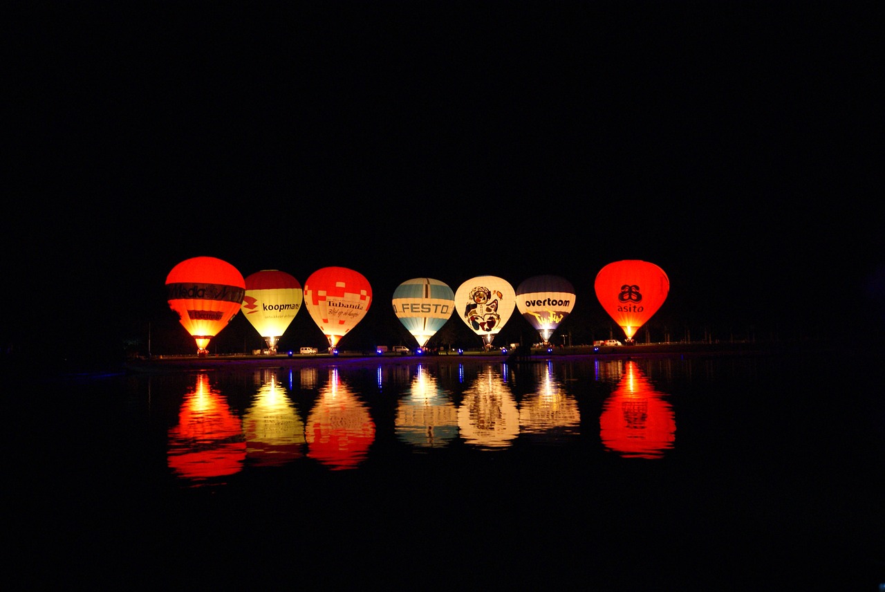 night nightglow hot air balloon free photo