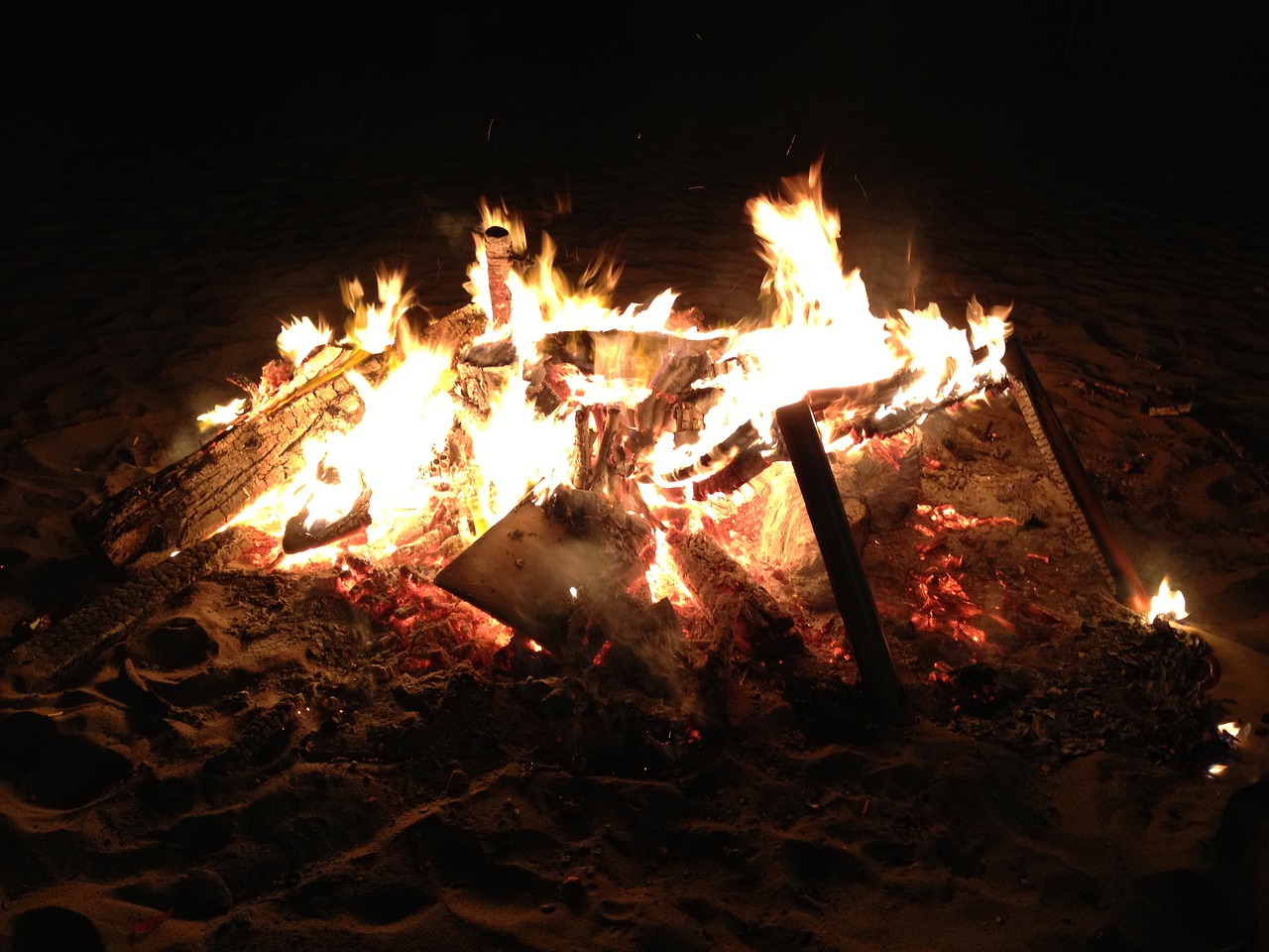 night beach fire free photo