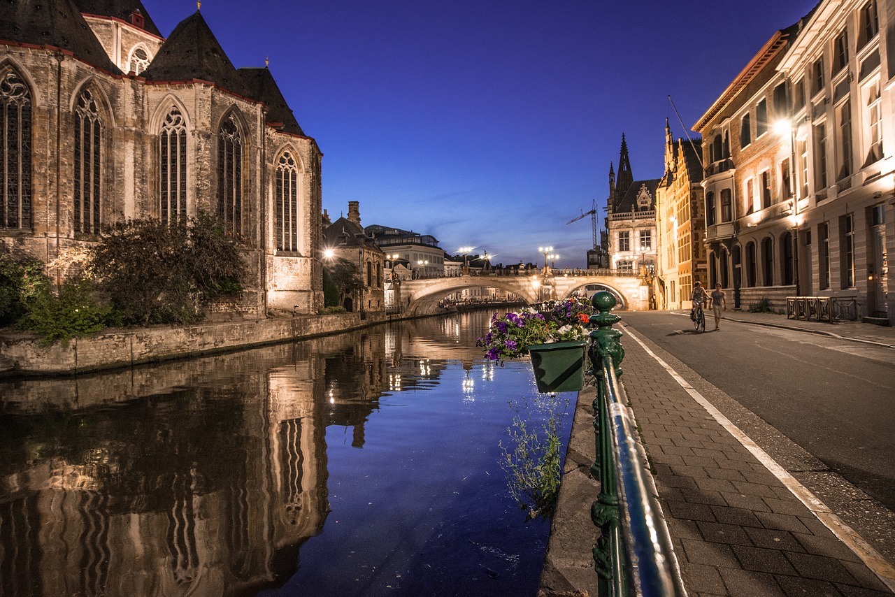 night ghent belgium free photo