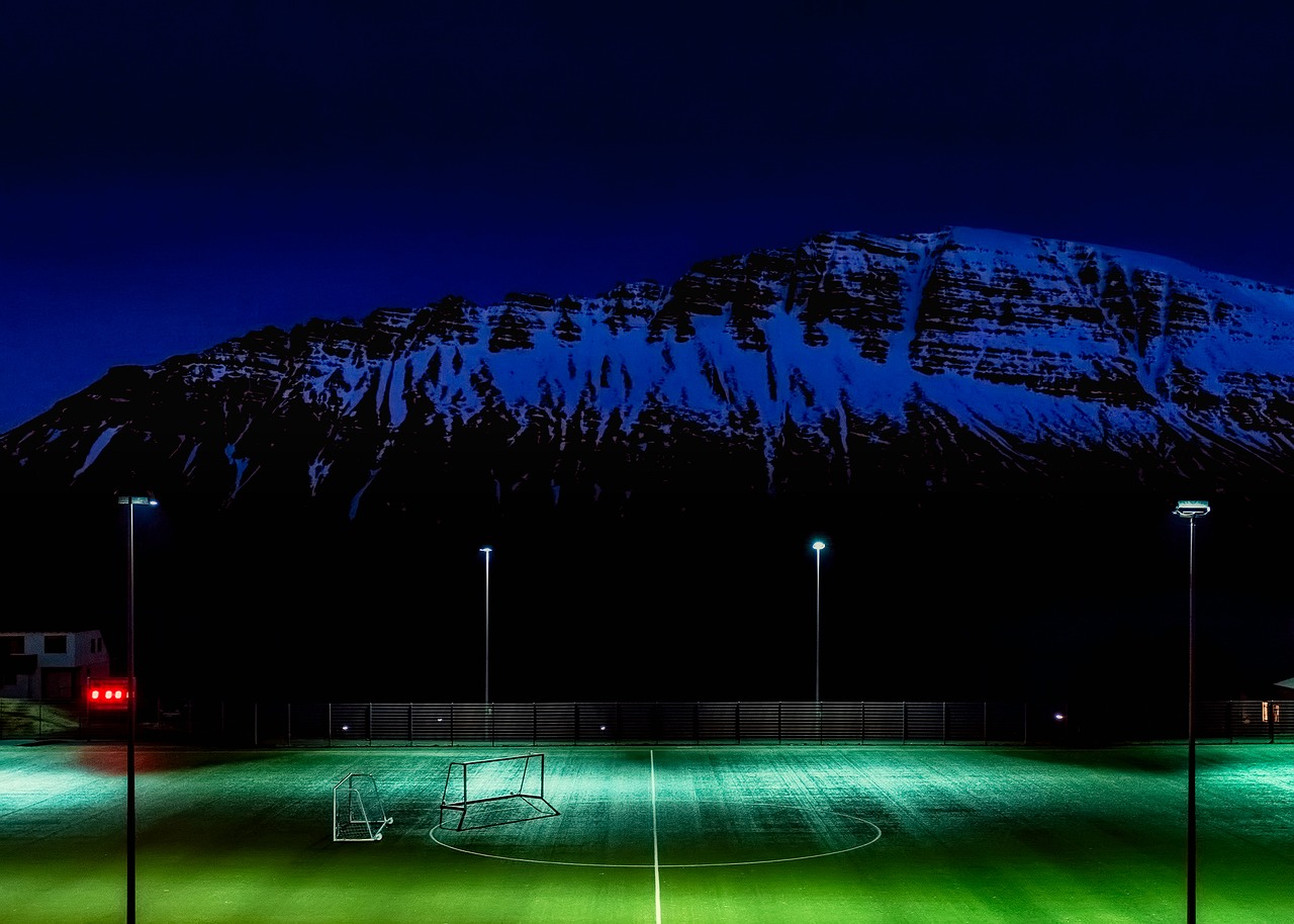 night evening athletic field free photo