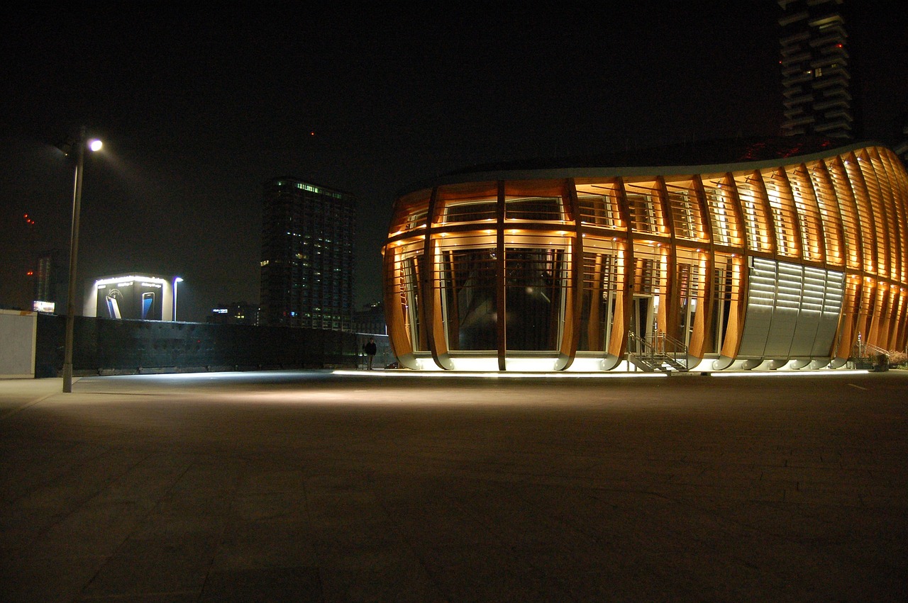 night buildings architecture free photo