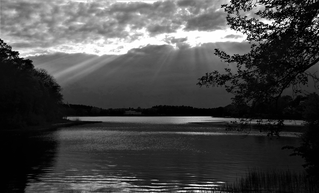 night lake water free photo