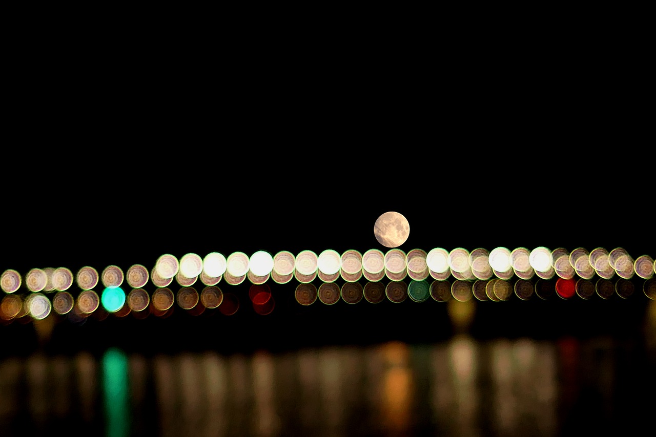 night  moon  bridge free photo