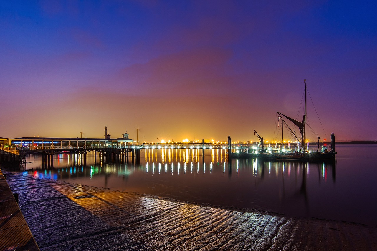 night  river  boat free photo