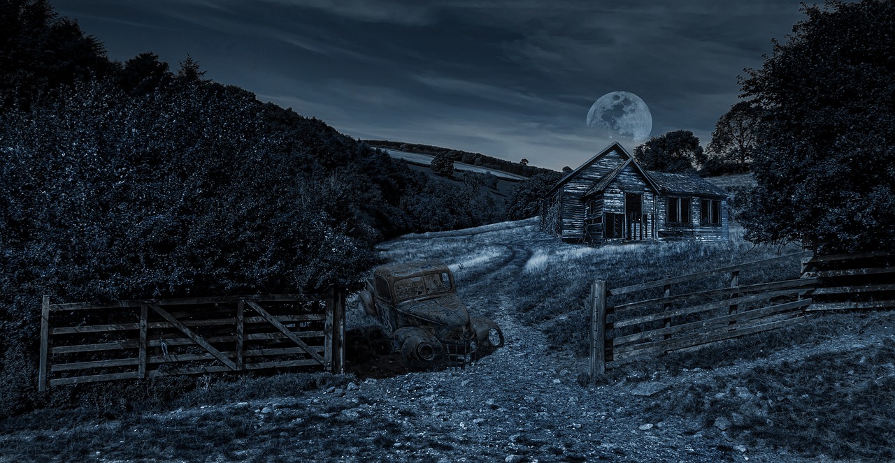 night  moonlight  dereliction free photo