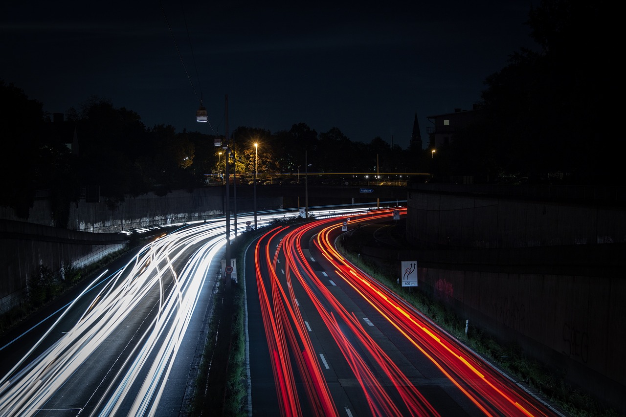 night  highway  road free photo