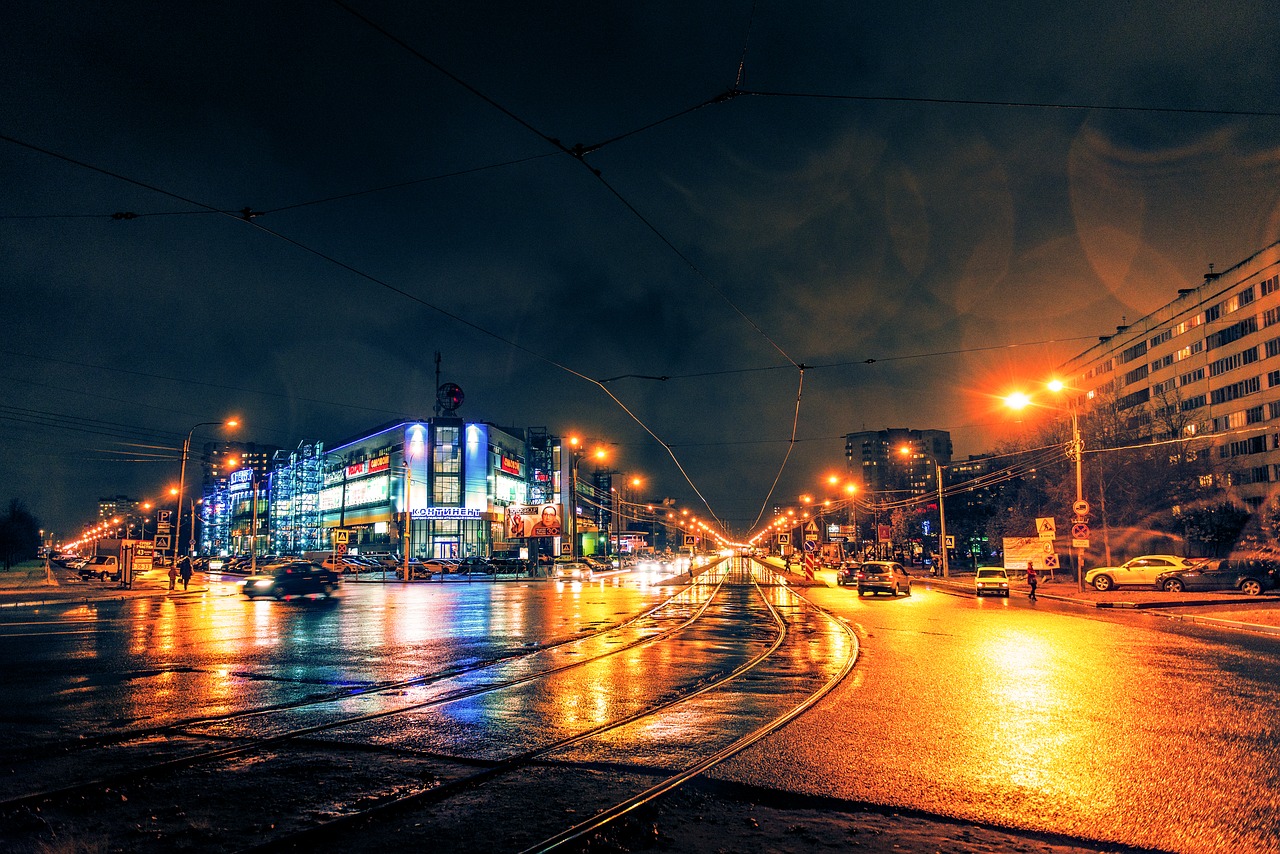 night  rain  city free photo