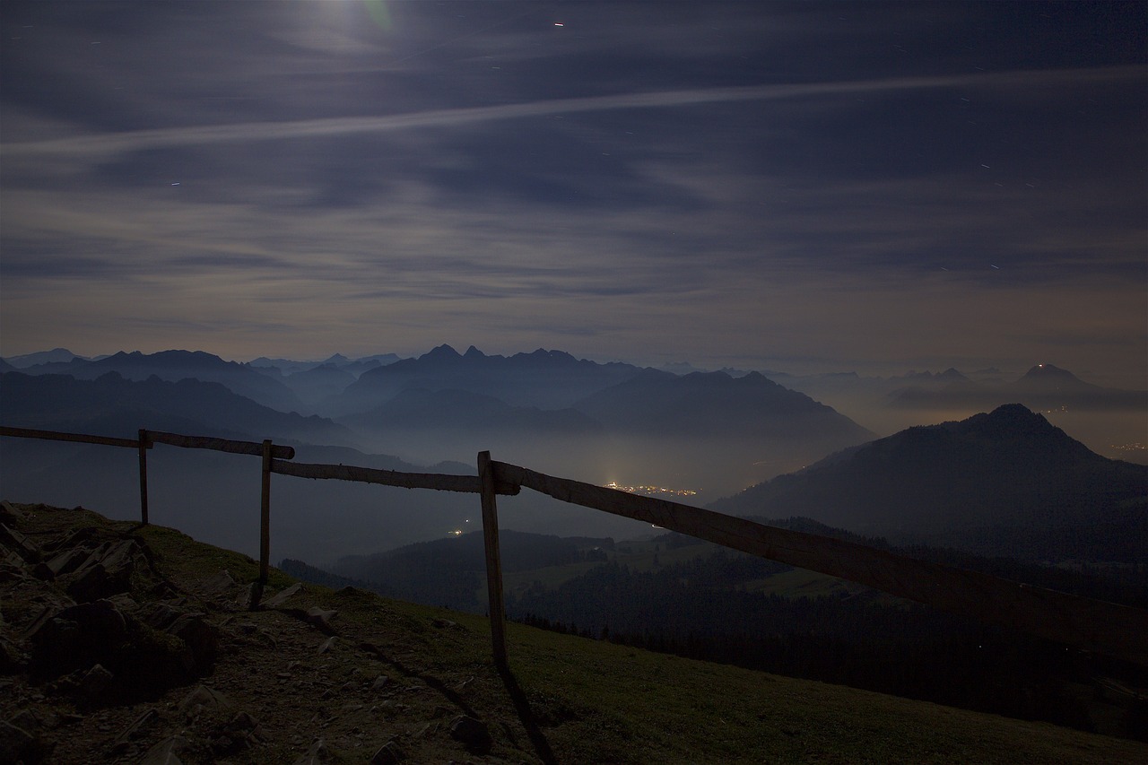 night  mountains  moonlight free photo