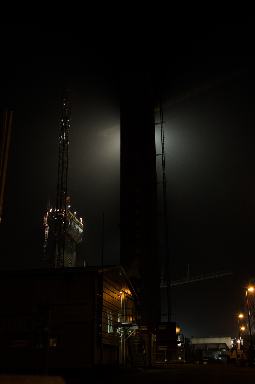 night construction construction site free photo