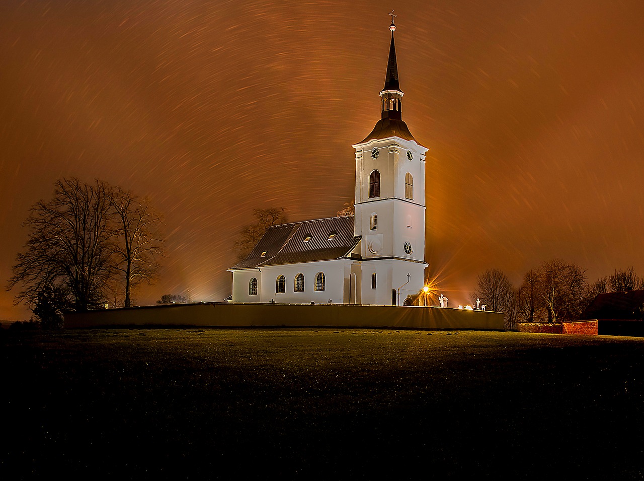 night  church  sta free photo