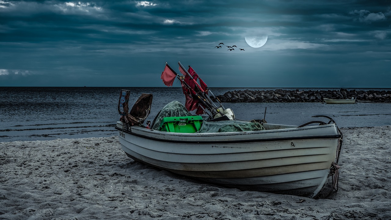 night  evening  boat free photo