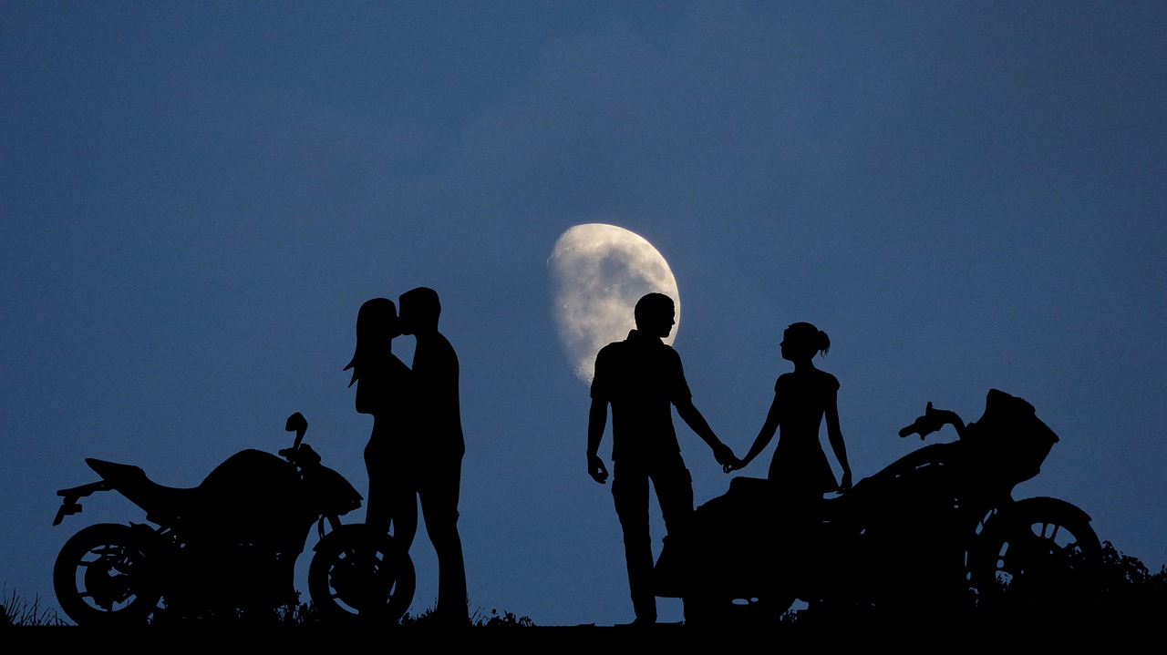 night  moon  couples free photo