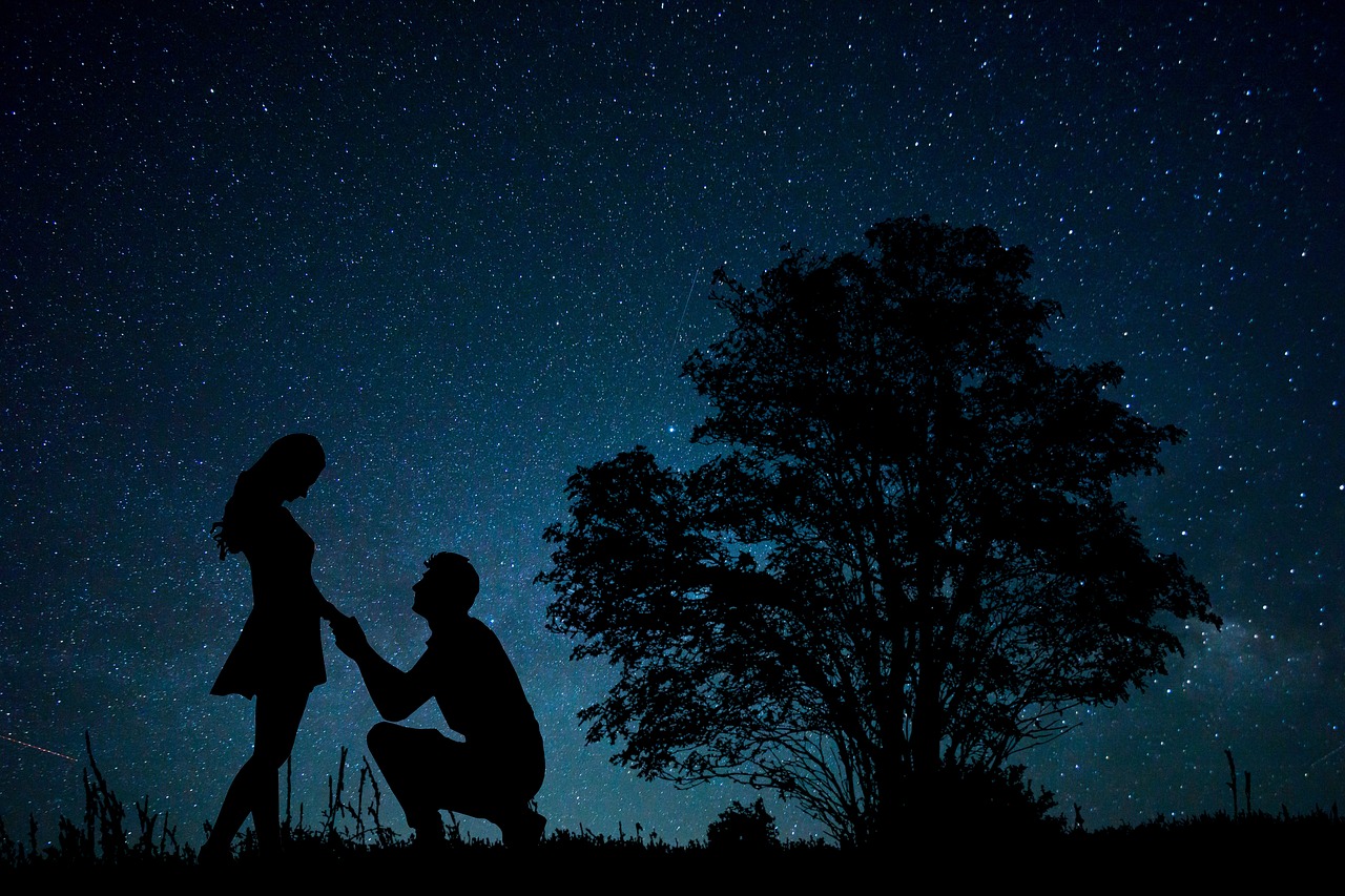 night  stars  couple free photo