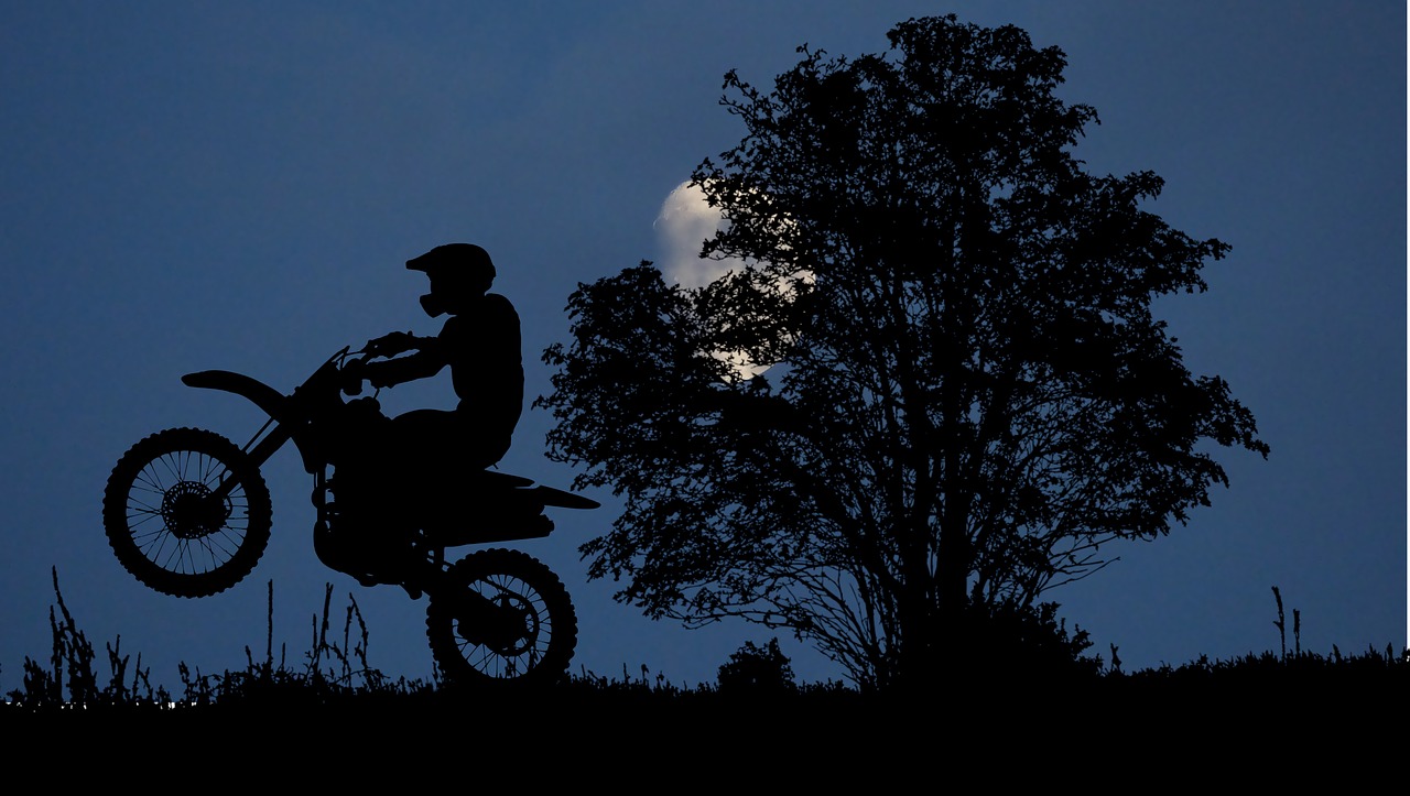 night  moon  motorcycle free photo