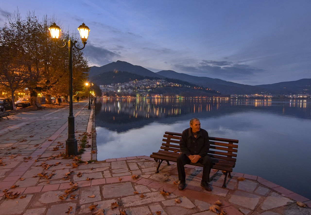 night  old man  lake free photo