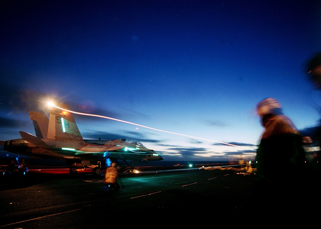 night evening aircraft free photo