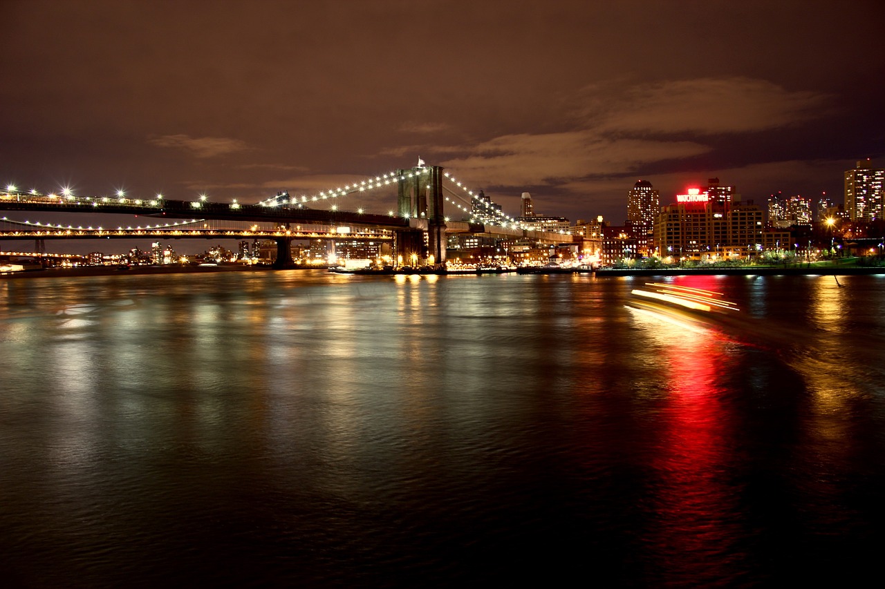 night bridge new york free photo