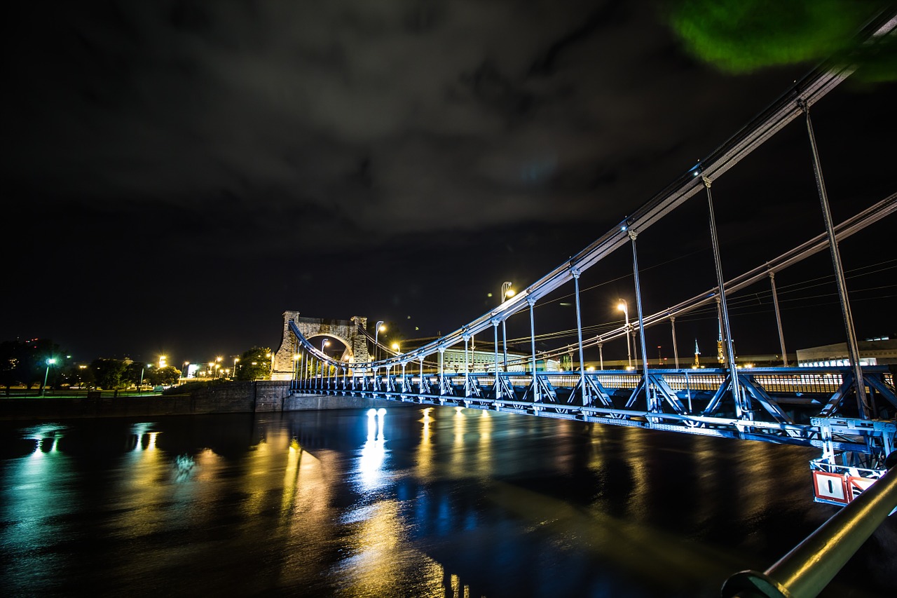 night bridge water free photo