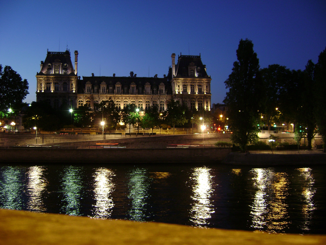 river paris night free photo