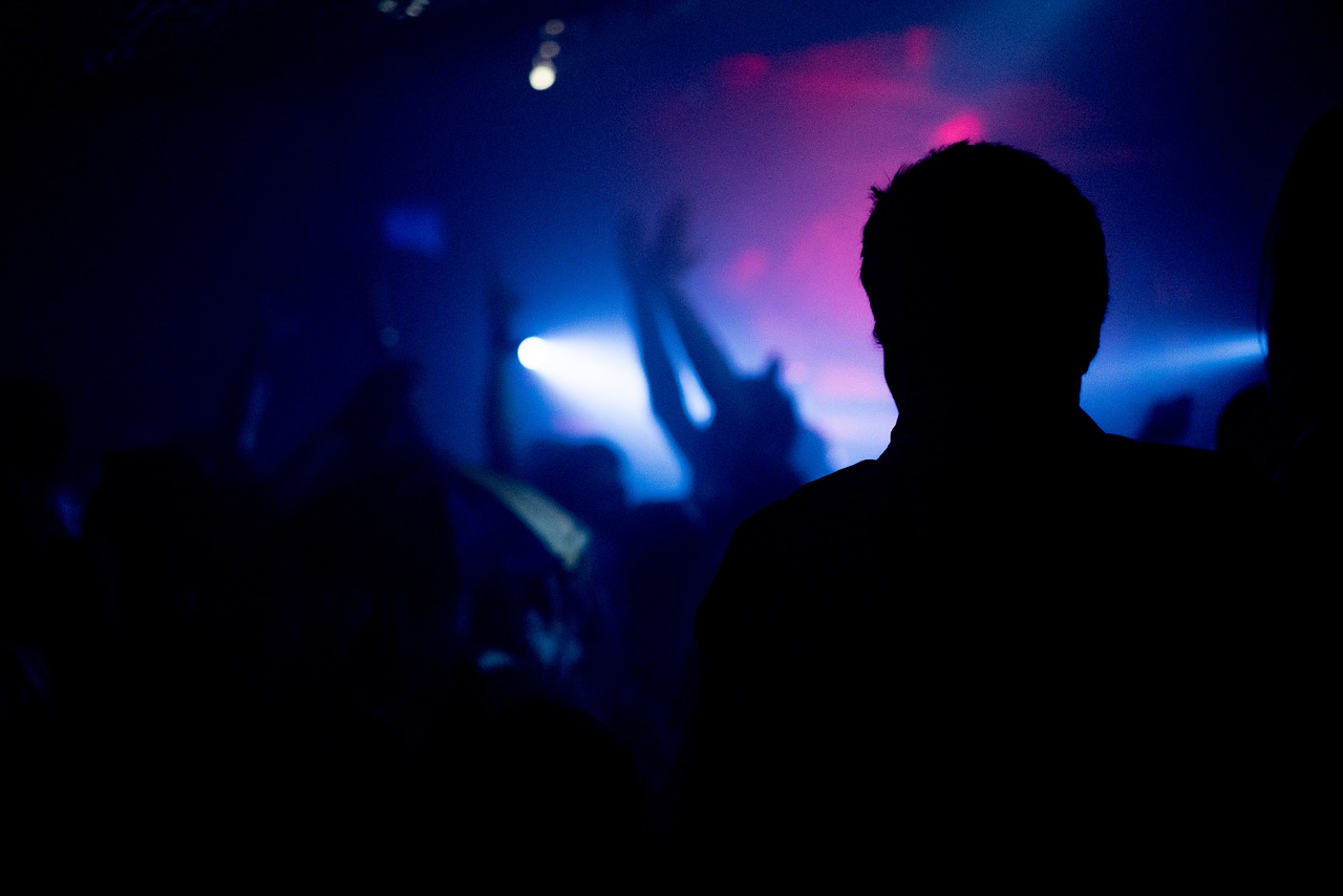 night club silhouette party free photo