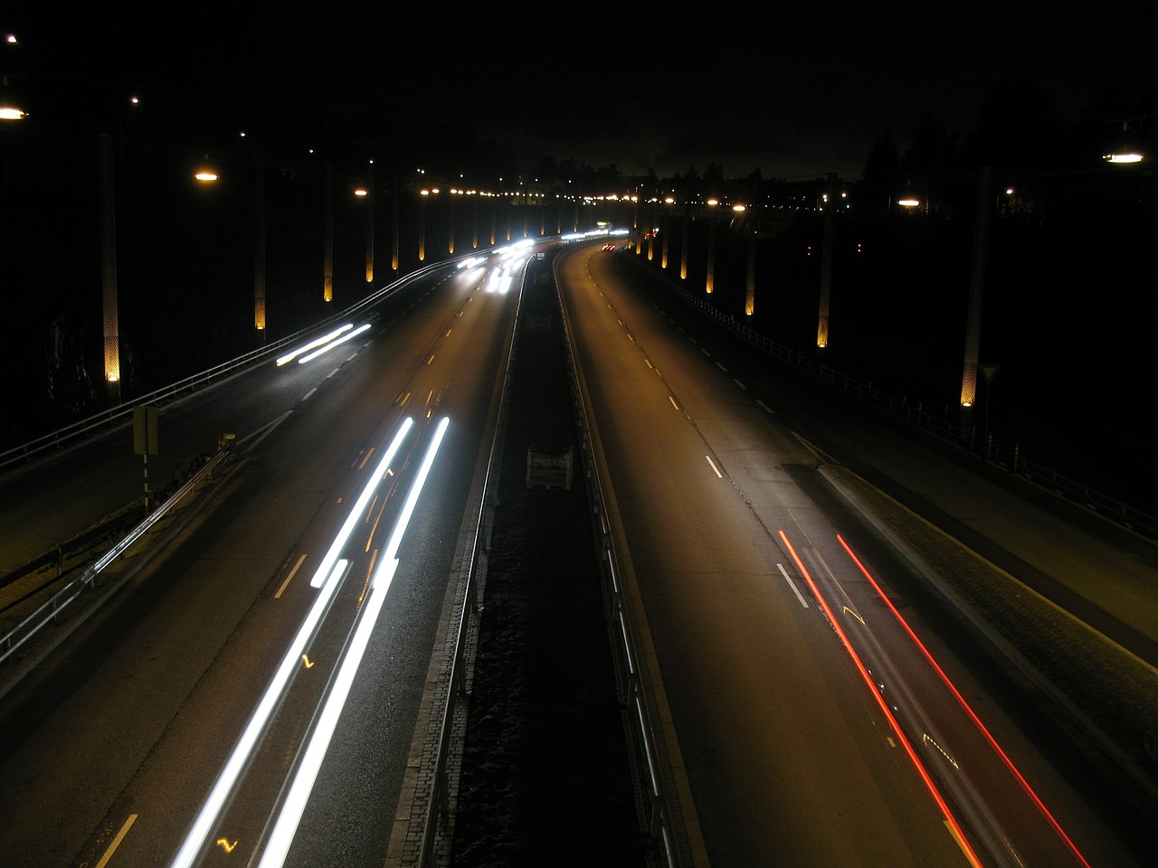 night lights road cars free photo