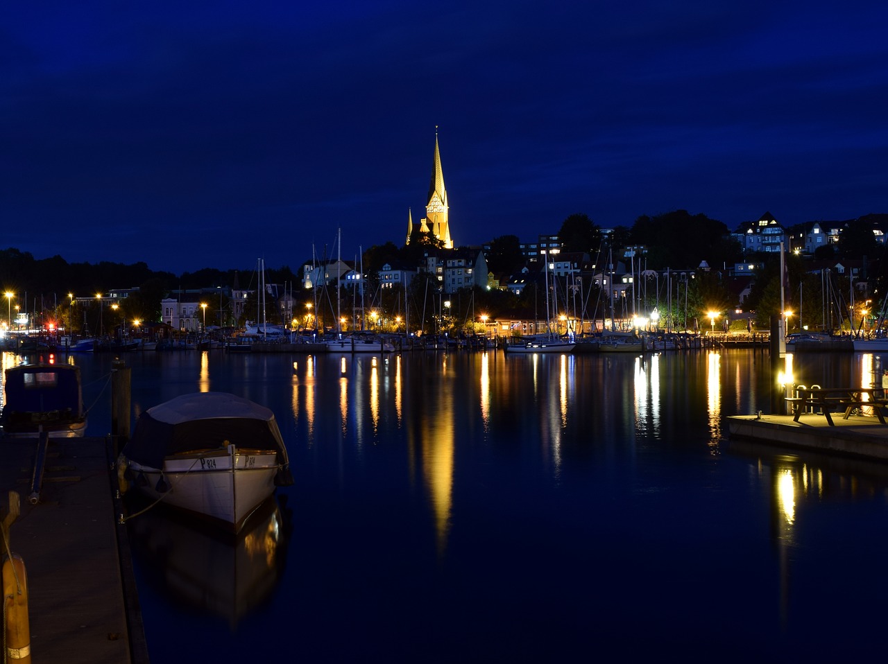 night photograph city flensburg free photo