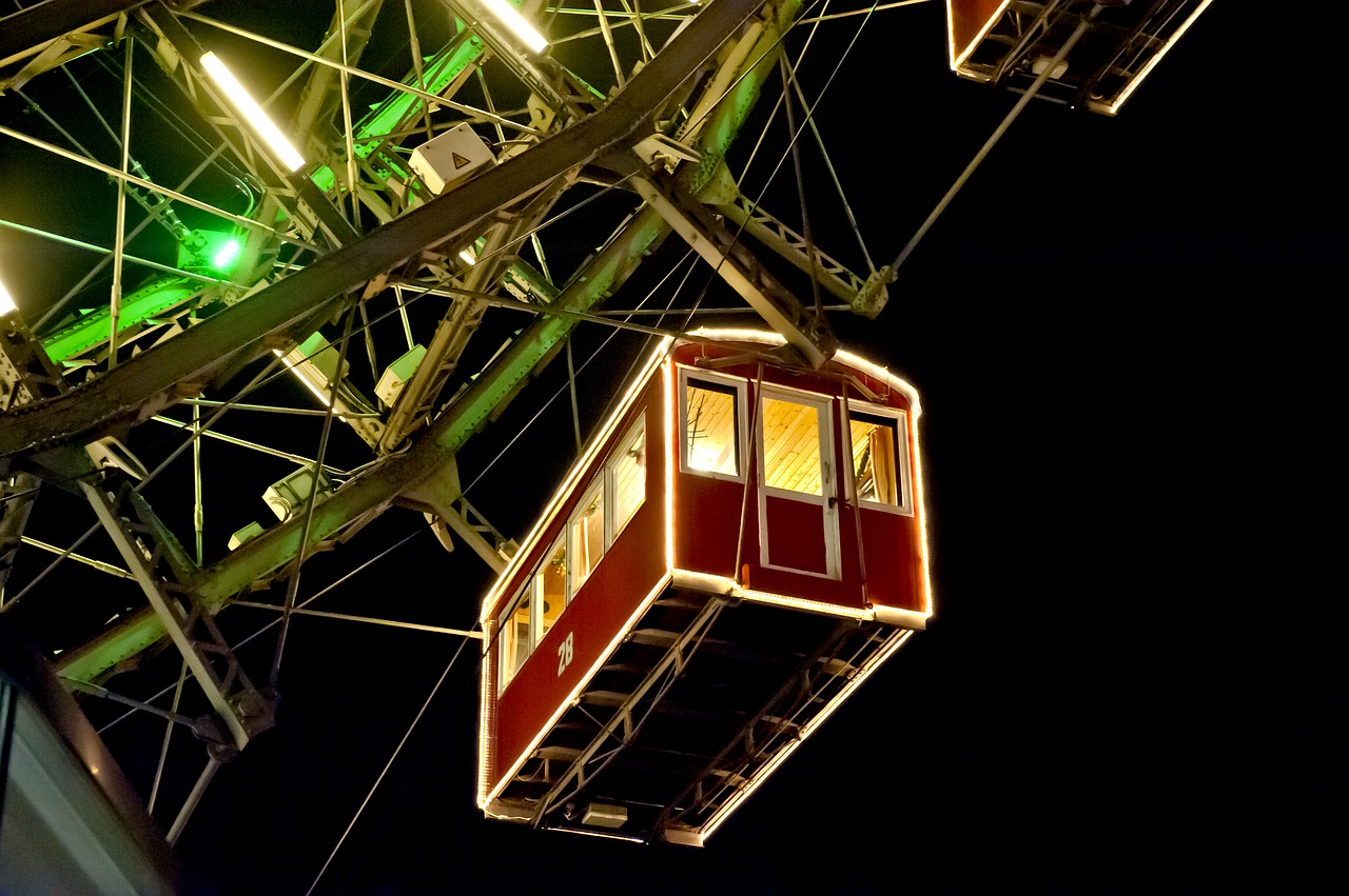 night photograph ferris wheel prater free photo